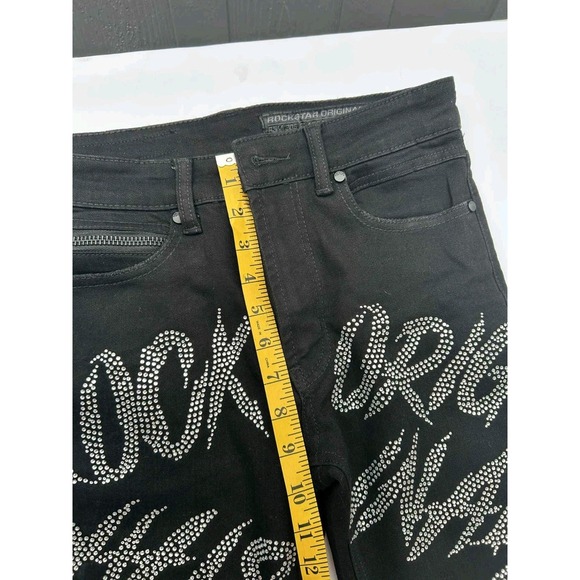 Rock Star Original Men's Black Rhinestone Jeans Slim Flare 30x32 - Picture 4 of 7